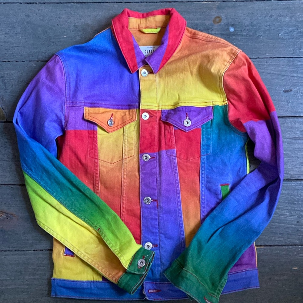 TOPMAN Rainbow color 100% cotton Jacket XS